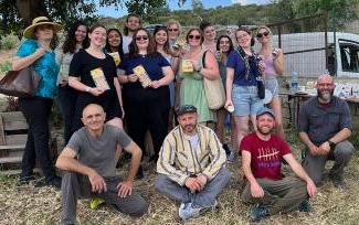 Students pose for a picture in Sicily.